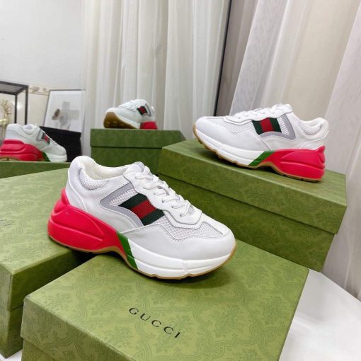 Gucci Women’s Men’s Rhyton Sneaker White - Image 7