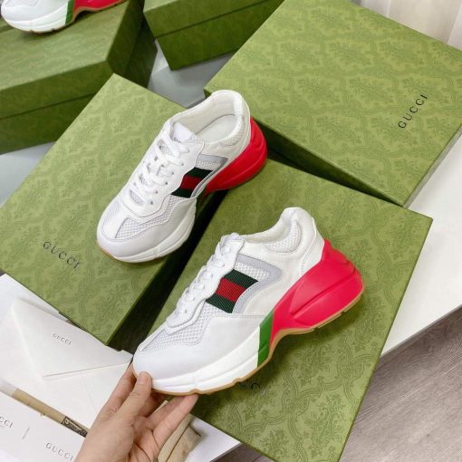 Gucci Women’s Men’s Rhyton Sneaker White - Image 9