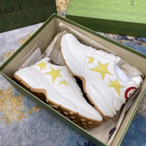 Gucci Women’s Men’s Rhyton Sneaker with Star Beige - Image 2
