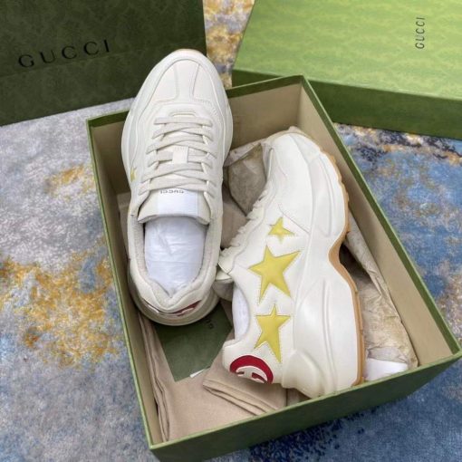 Gucci Women’s Men’s Rhyton Sneaker with Star Beige - Image 3
