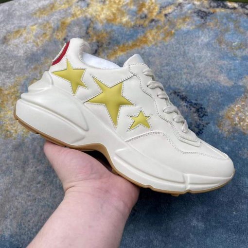 Gucci Women’s Men’s Rhyton Sneaker with Star Beige - Image 4