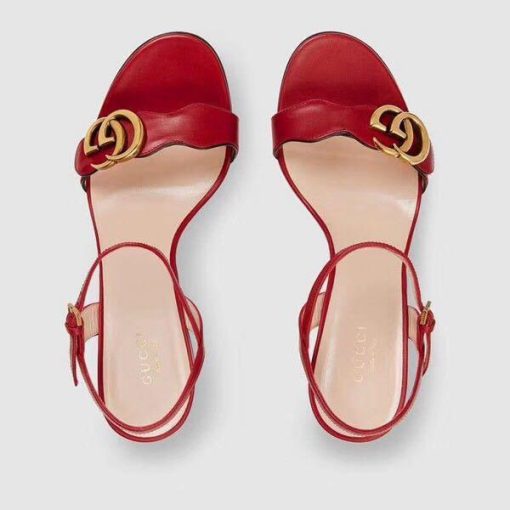 Gucci Women’s Mid-heel Sandals Leather Red - Image 2