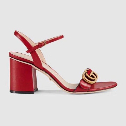 Gucci Women’s Mid-heel Sandals Leather Red - Image 4