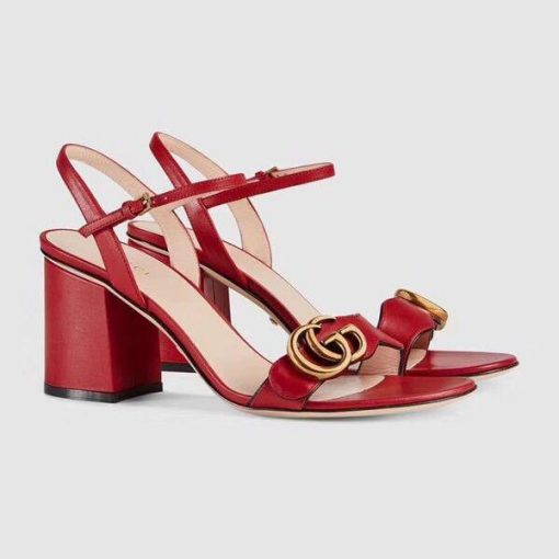 Gucci Women’s Mid-heel Sandals Leather Red