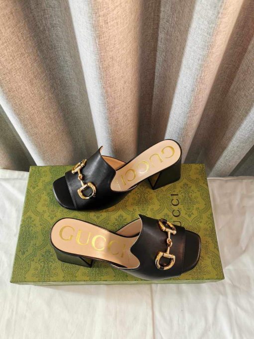 Gucci Women’s Slide Sandal With Horsebit Black Leather - Image 3