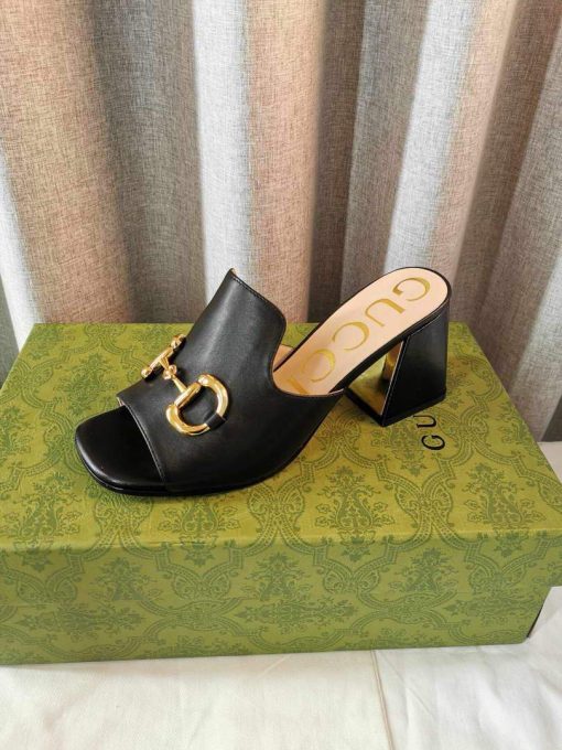 Gucci Women’s Slide Sandal With Horsebit Black Leather - Image 4