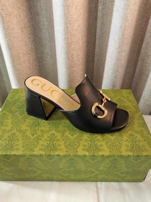 Gucci Women’s Slide Sandal With Horsebit Black Leather - Image 7