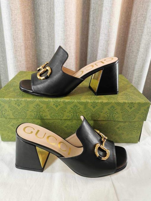 Gucci Women’s Slide Sandal With Horsebit Black Leather - Image 9