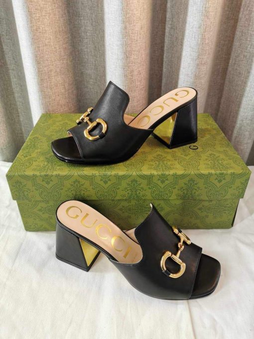 Gucci Women’s Slide Sandal With Horsebit Black Leather