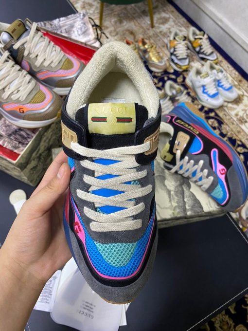 Gucci Women’s Ultrapace R Leather Sneaker Blue and Black - Image 6