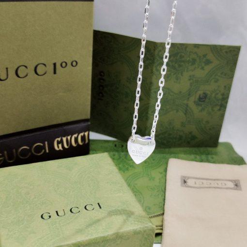 Gucci trademark necklace with heart pendant silver - Image 4