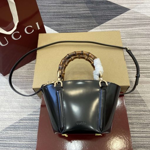 Gucci Mini Bamboo Top Handle Tote Bag Black