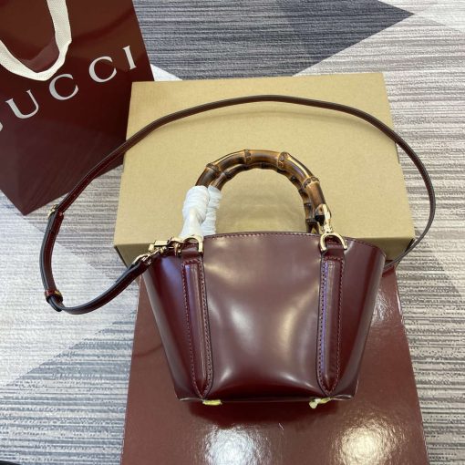 Gucci Mini Bamboo Top Handle Tote Bag Wine Red - Image 2