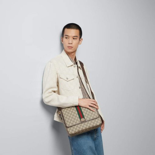 Gucci Ophidia Medium Messenger Bag Beige And Brown - Image 5