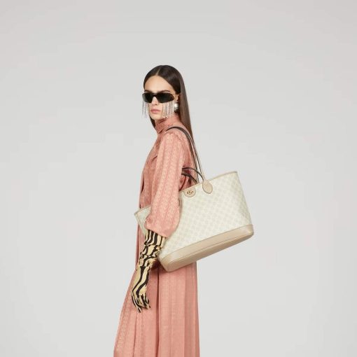 Gucci Ophidia Medium Tote Bag Beige And Oatmeal - Image 4