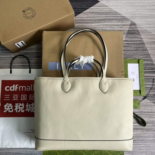Gucci Ophidia Medium Tote Bag White Leather - Image 3