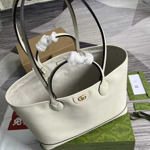 Gucci Ophidia Medium Tote Bag White Leather - Image 6