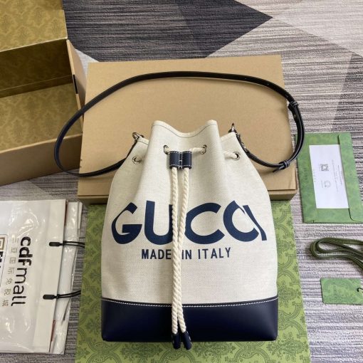 Gucci Shoulder Bag With Gucci Print Black Leather Trim