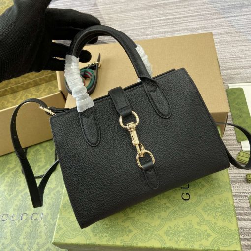 Gucci Small Tote Bag With Hook Closure Black - Image 4