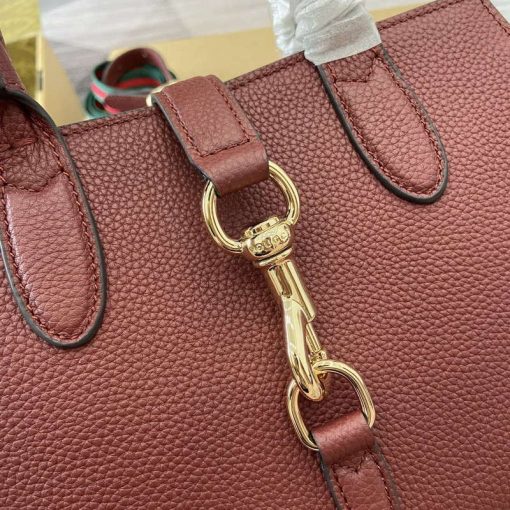 Gucci Small Tote Bag With Hook Closure Wine Red - Image 5